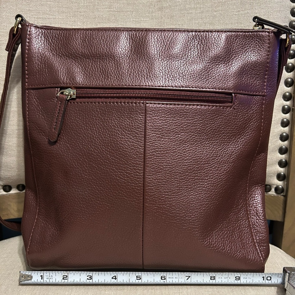 Tignanello Leather Crossbody Bag in Metallic Maroon - Picture 3 of 10